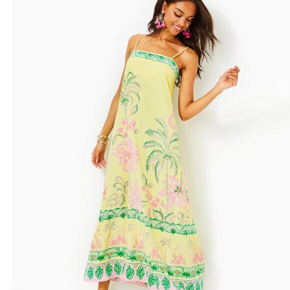 Lilly Pulitzer Jesslyn Silk Maxi Slip Dress Tropical Oasis - Picture 2 of 10